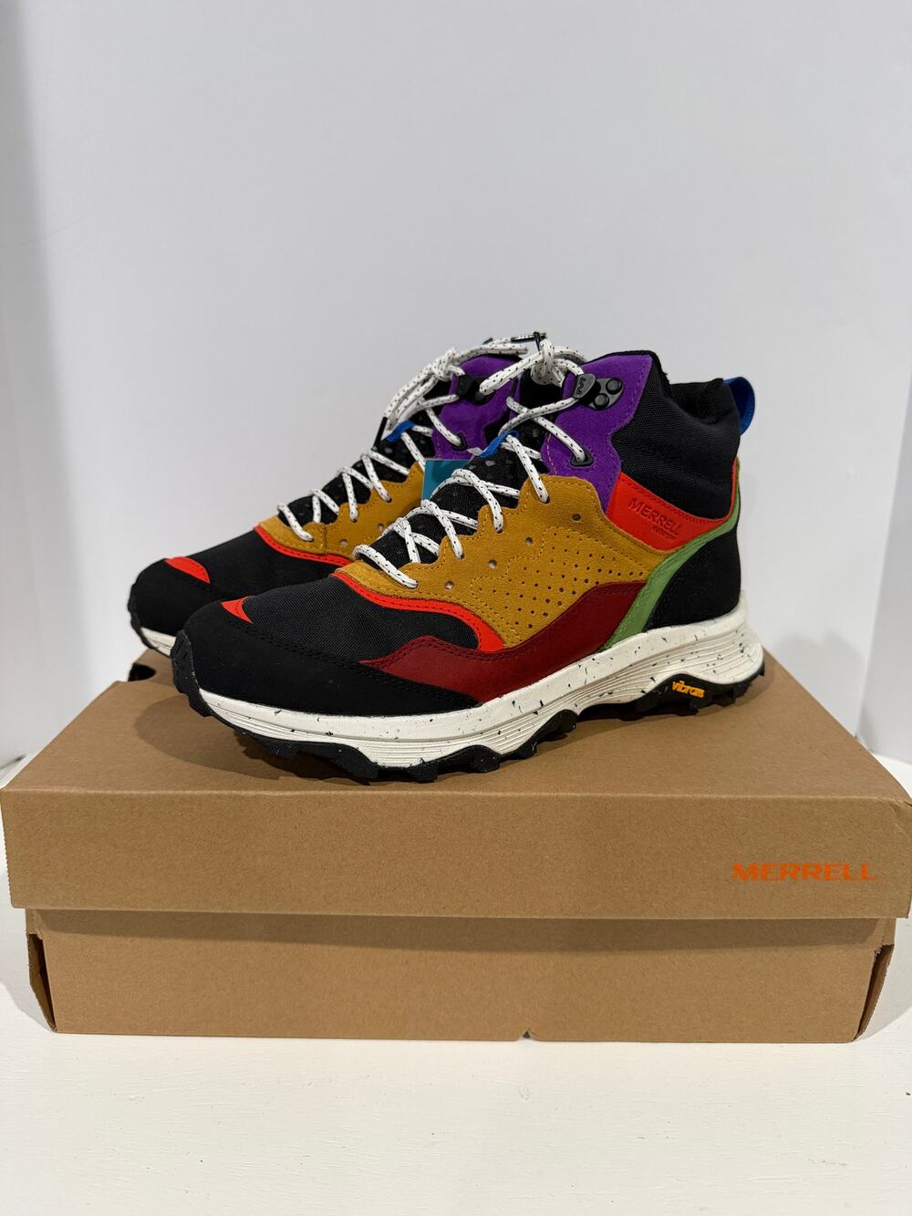 Merrell Speed Solo Mid Waterproof Boots Black Multicolor Mens Size 10 NEW